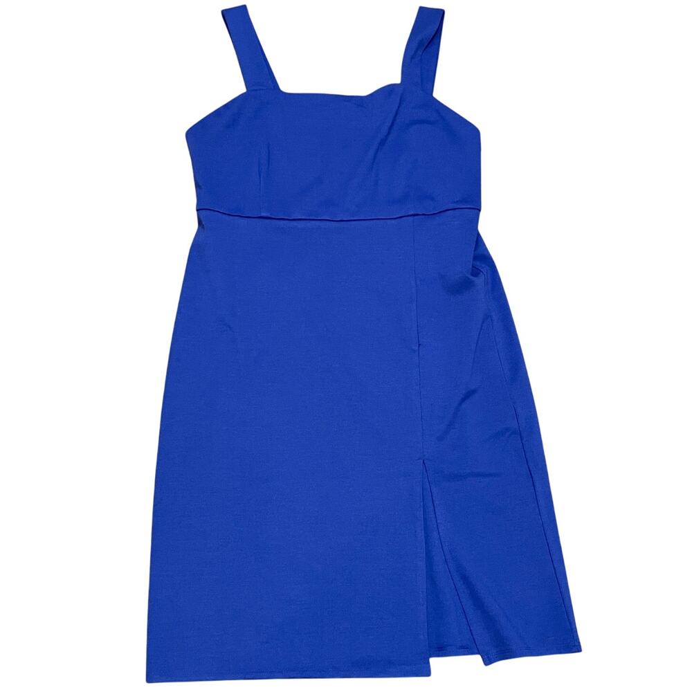 Maurices Women's XL Royal Blue Midi Dress Square‎ Neck Sleeveless Front Slit NWT
